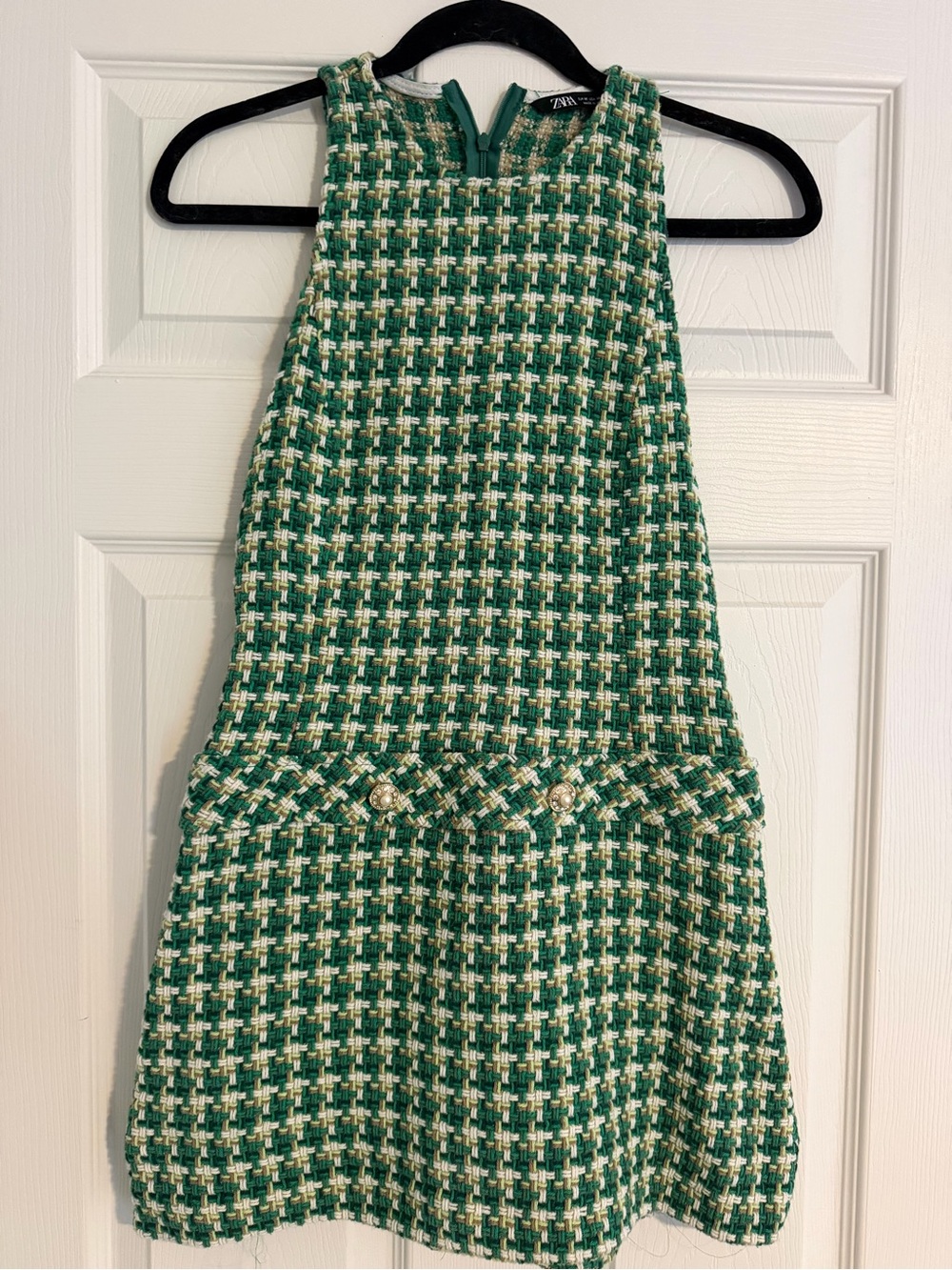Zara Green and White Plaid Dress
